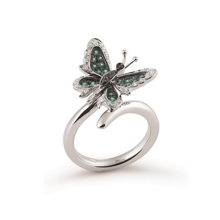 Anello Farfalla con smeraldi e diamanti