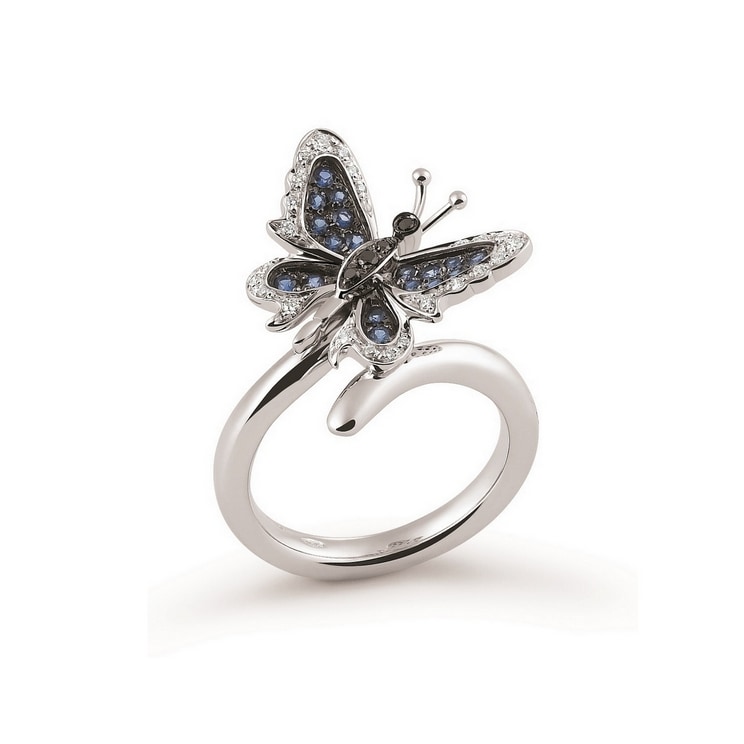 Anello Farfalla con zaffiri e diamanti