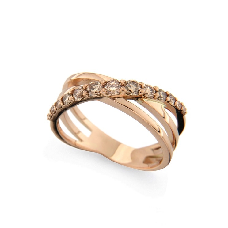 Anello con diamanti brown a fascia incrociata