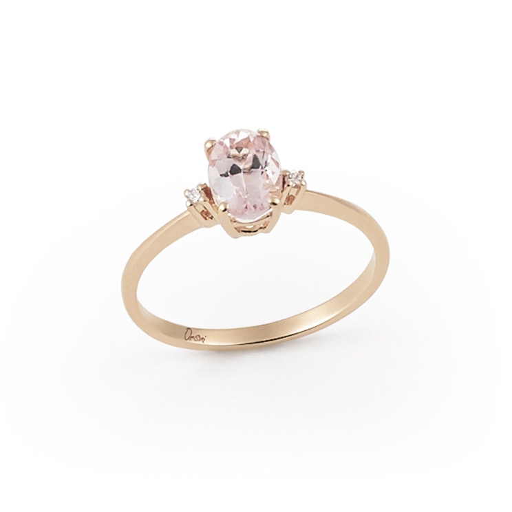 Anello con morganite ovale e diamanti