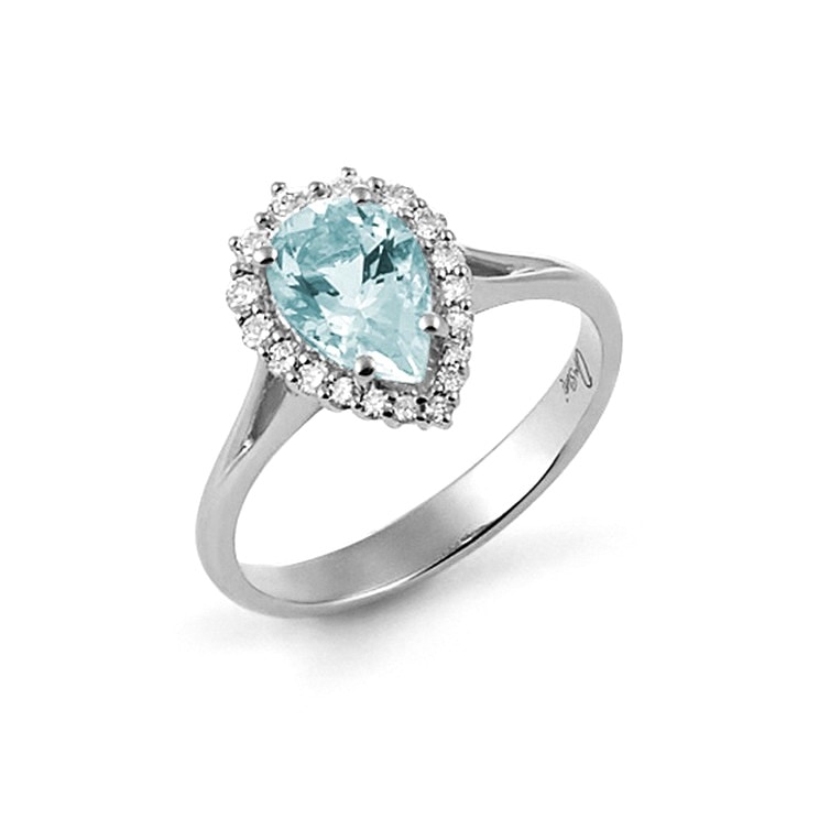Anello Goccia di acquamarina