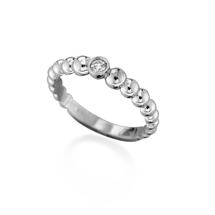 Anello Solitario con sfere e diamante