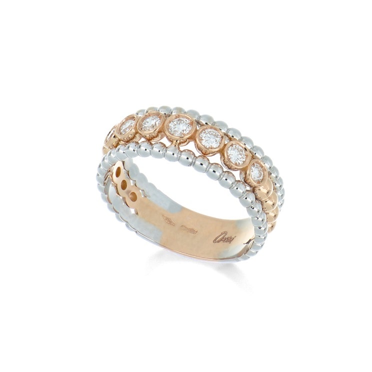 Anello cinque sfere con diamanti