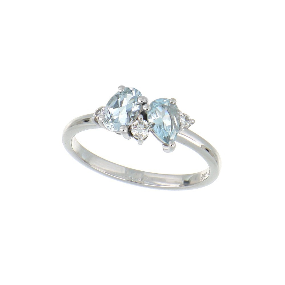 Anello Toi et Moi con acquamarine e diamanti