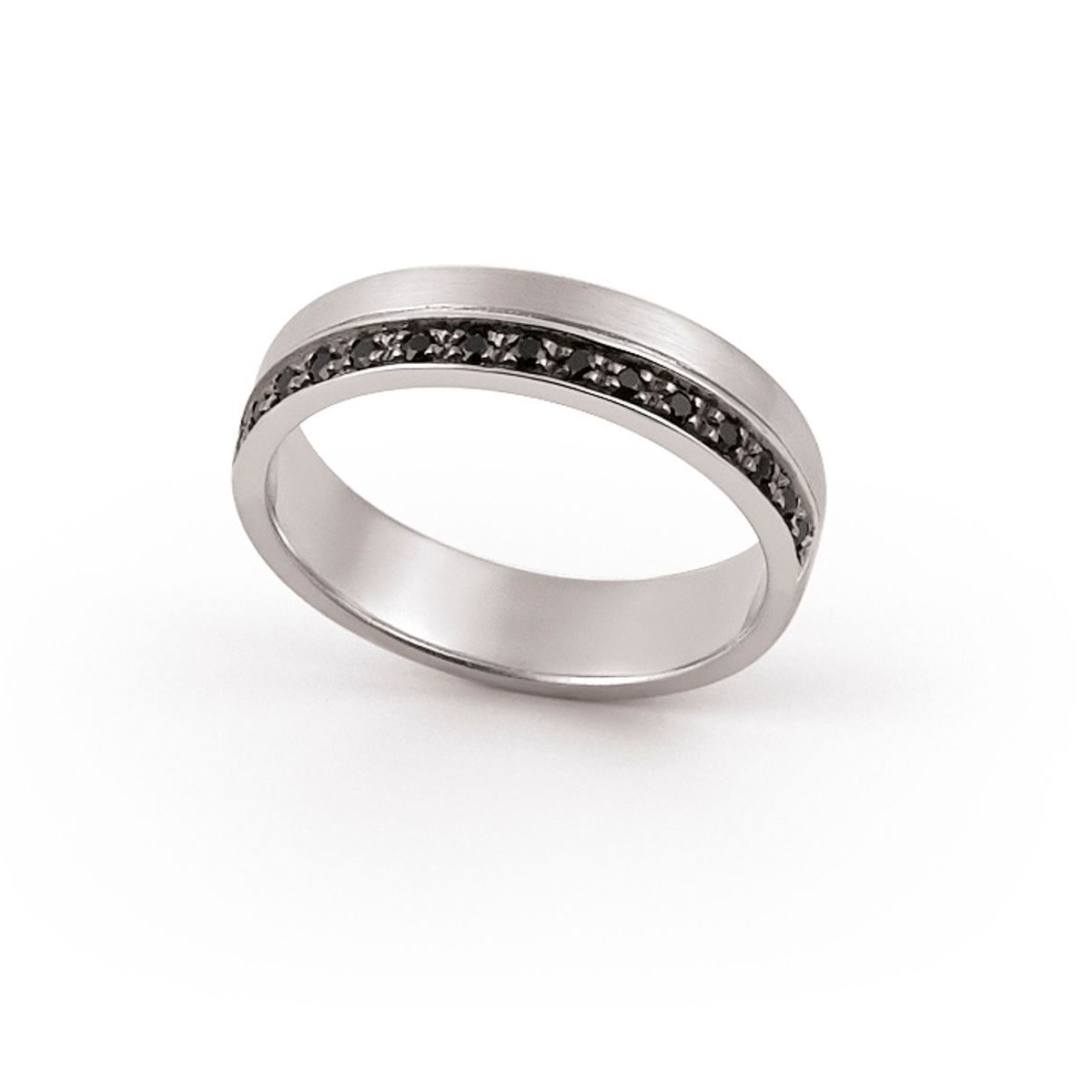 Anello fascia con diamanti neri