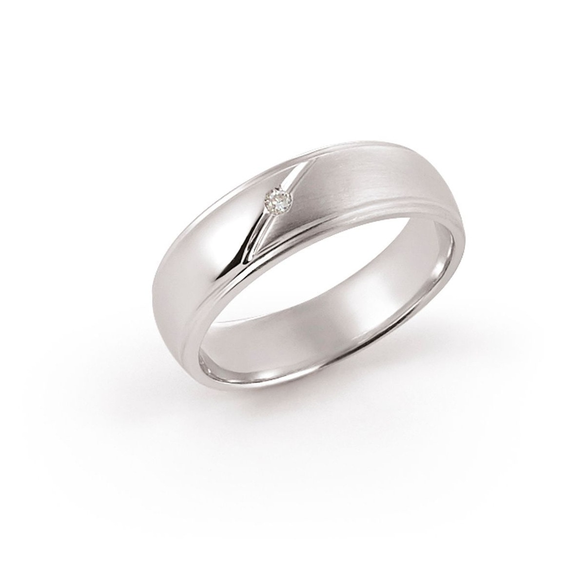 Anello con diamante e dettaglio diagonale