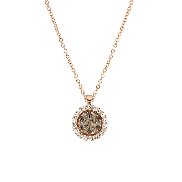Girocollo con fiore di diamanti brown e bianchi