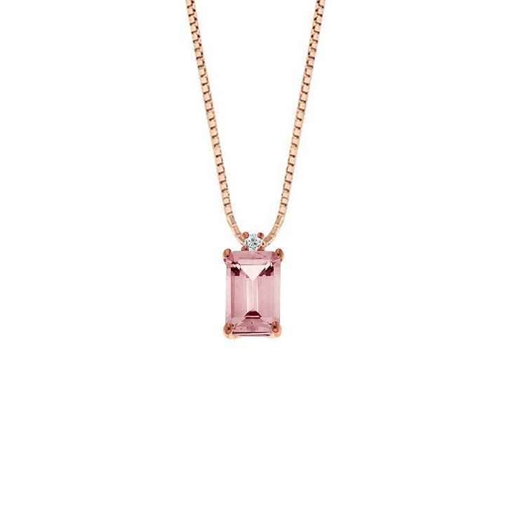 Girocollo con morganite taglio smeraldo e diamante