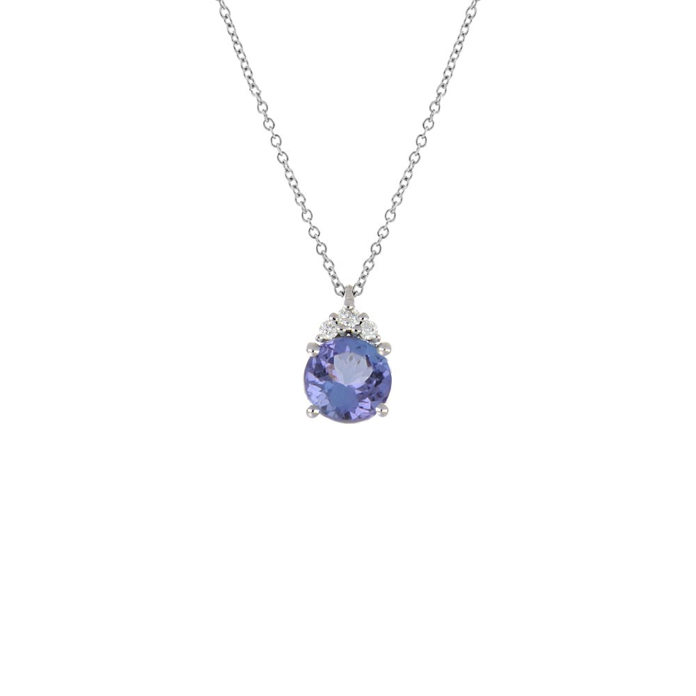 Girocollo con tanzanite tonda e diamanti