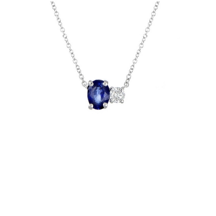 Girocollo con zaffiro ovale e diamante