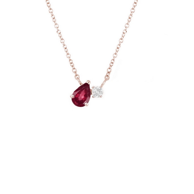 Girocollo con rubino a goccia e diamante