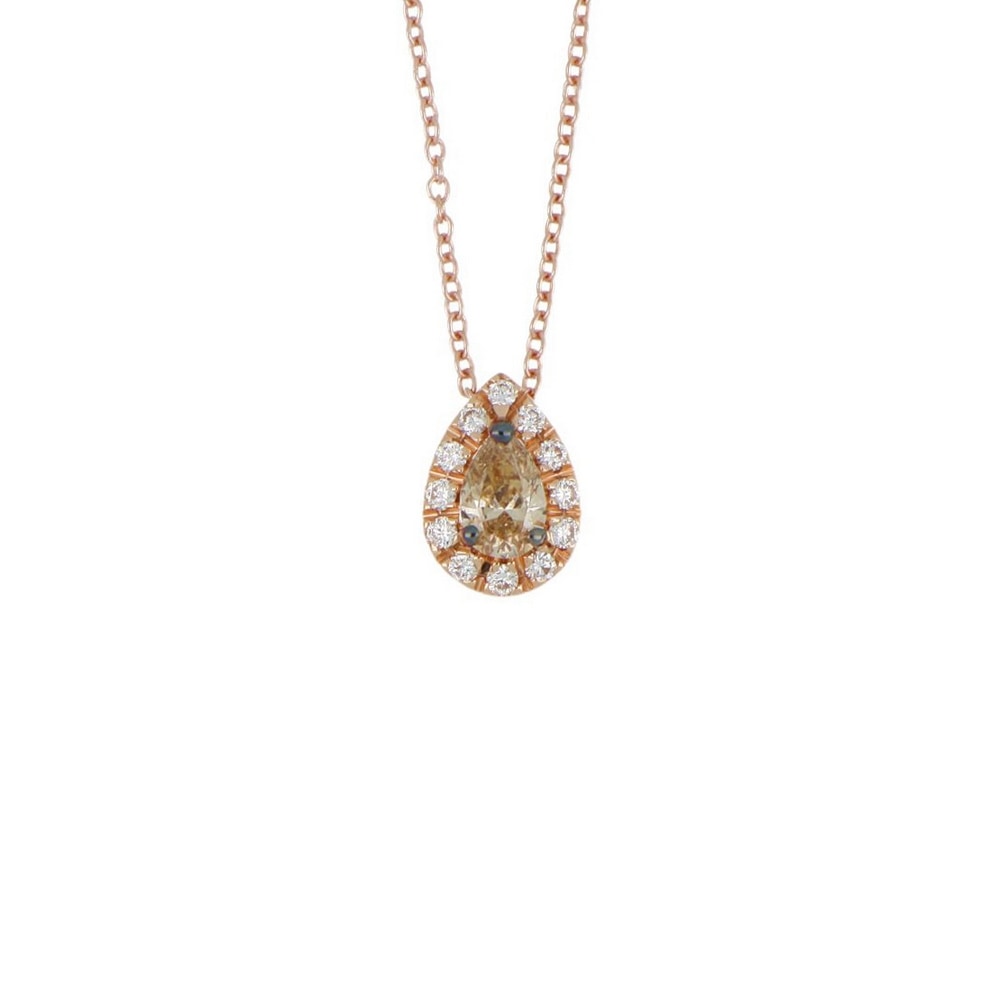 Girocollo con diamante brown a goccia e contorno di diamanti