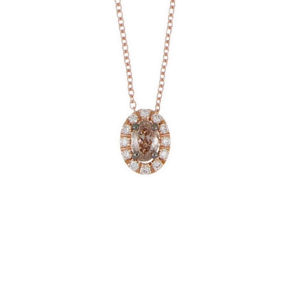 Girocollo con diamante brown ovale e contorno di diamanti