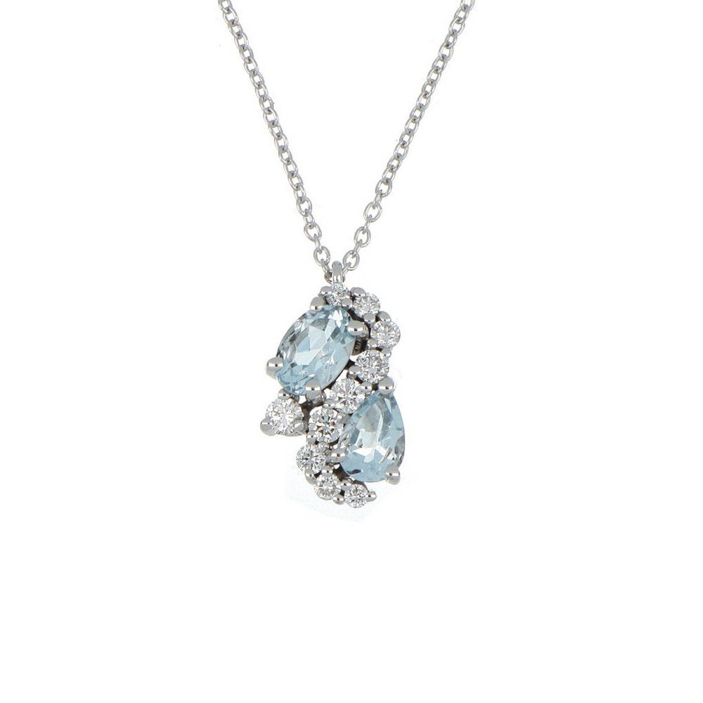 Girocollo Cluster con acquamarine e diamanti