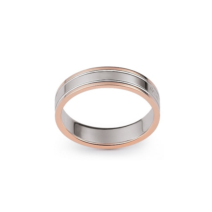 Fede bicolore piatta con bordi rosa — Senza diamante