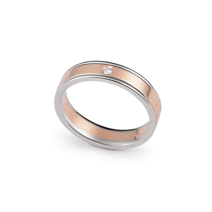 Fede bicolore piatta con fascia centrale rosa
