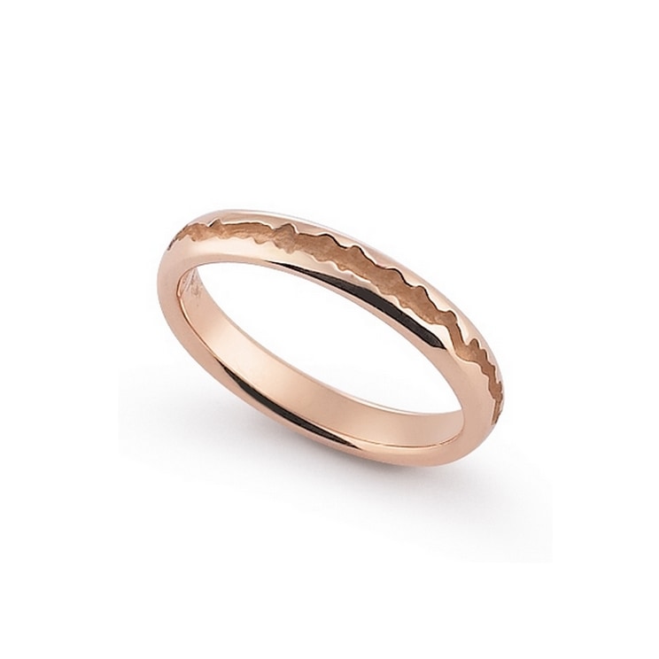 Fede in oro rosa con incisione geometrica — Senza diamante