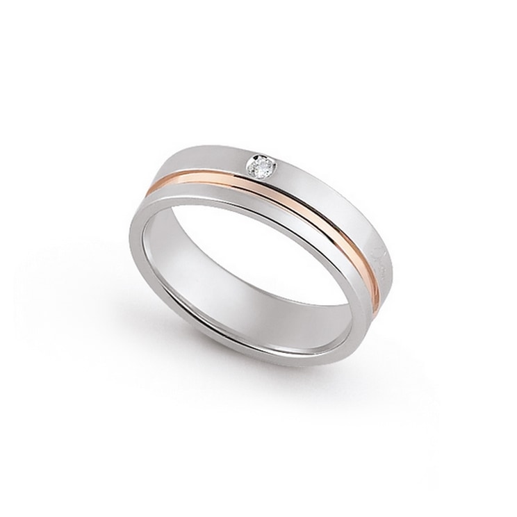 Fede bicolore piatta con linea rosa rientrante