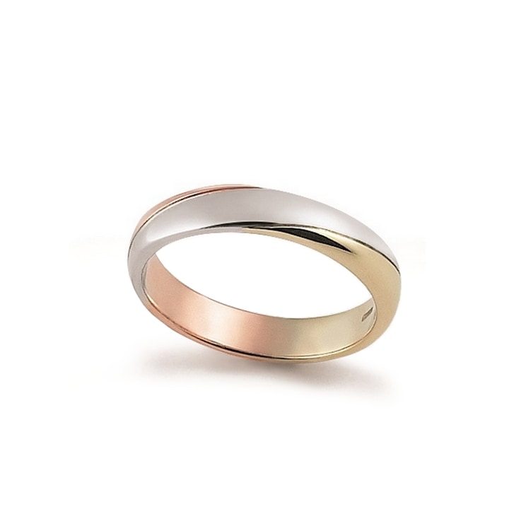 Fede a tre colori con inserto diagonale di diamanti — Senza diamante