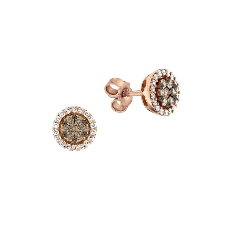 Orecchini con fiore di diamanti brown e bianchi