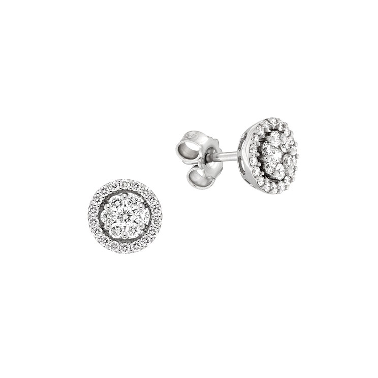 Orecchini con fiore di diamanti e contorno