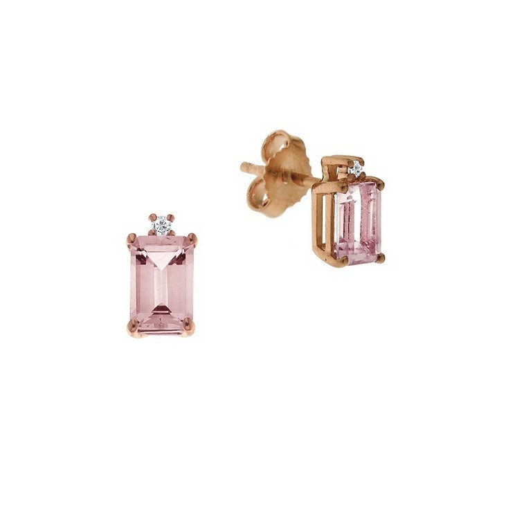 Orecchini con morganite taglio smeraldo e diamanti