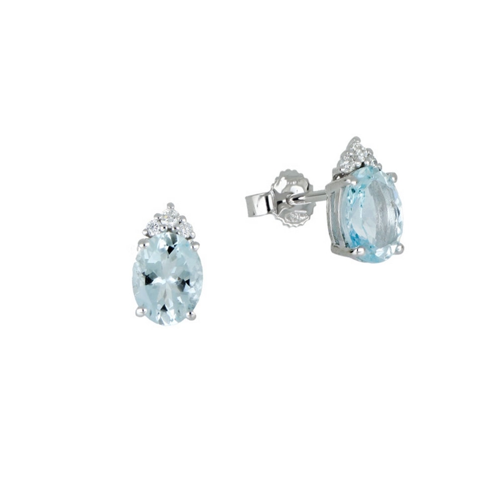 Orecchini con acquamarina ovale e diamanti