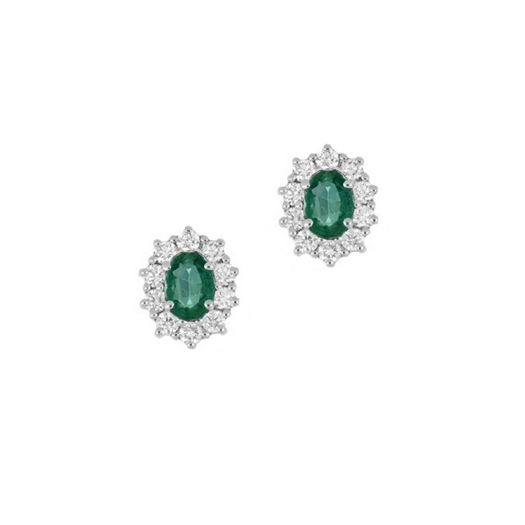 Orecchini con smeraldi ovali e contorno di diamanti