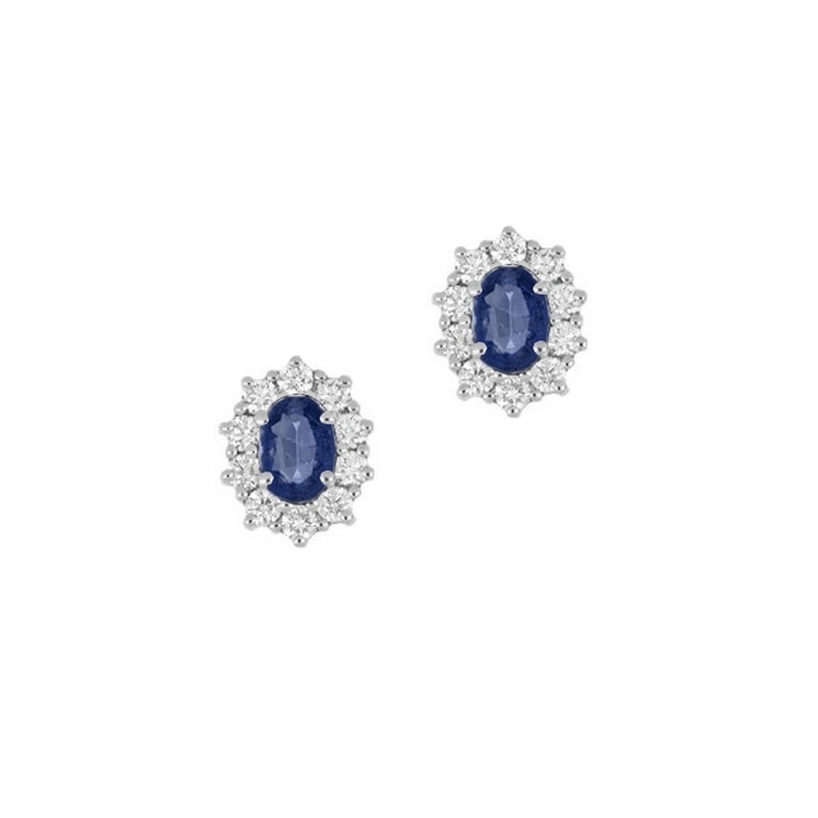 Orecchini con zaffiri ovali e contorno di diamanti